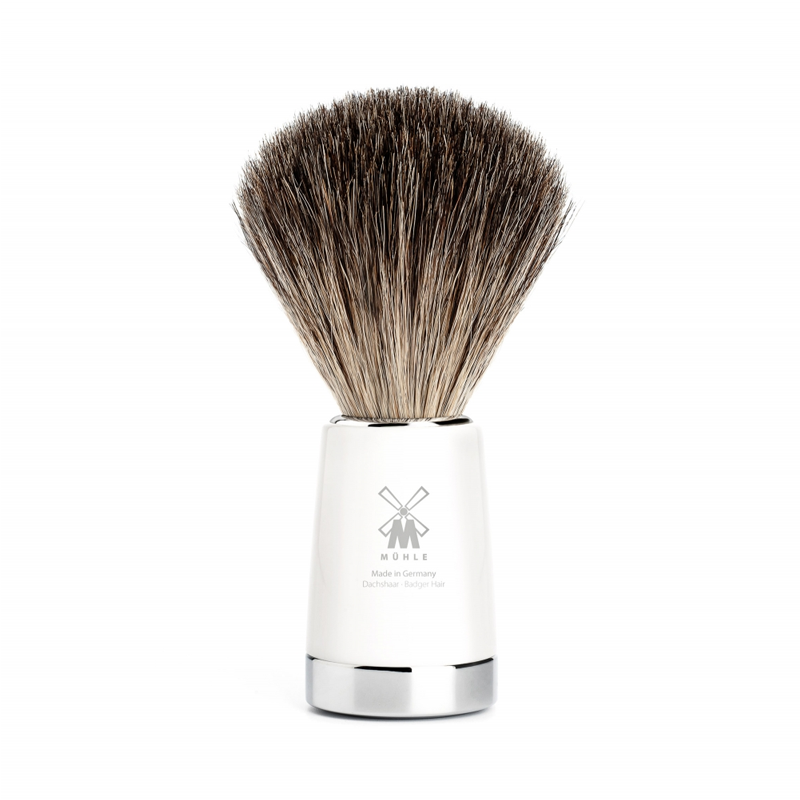 Muehle - Liscio - Pure Badger Shaving Brush - White Resin - 21mm