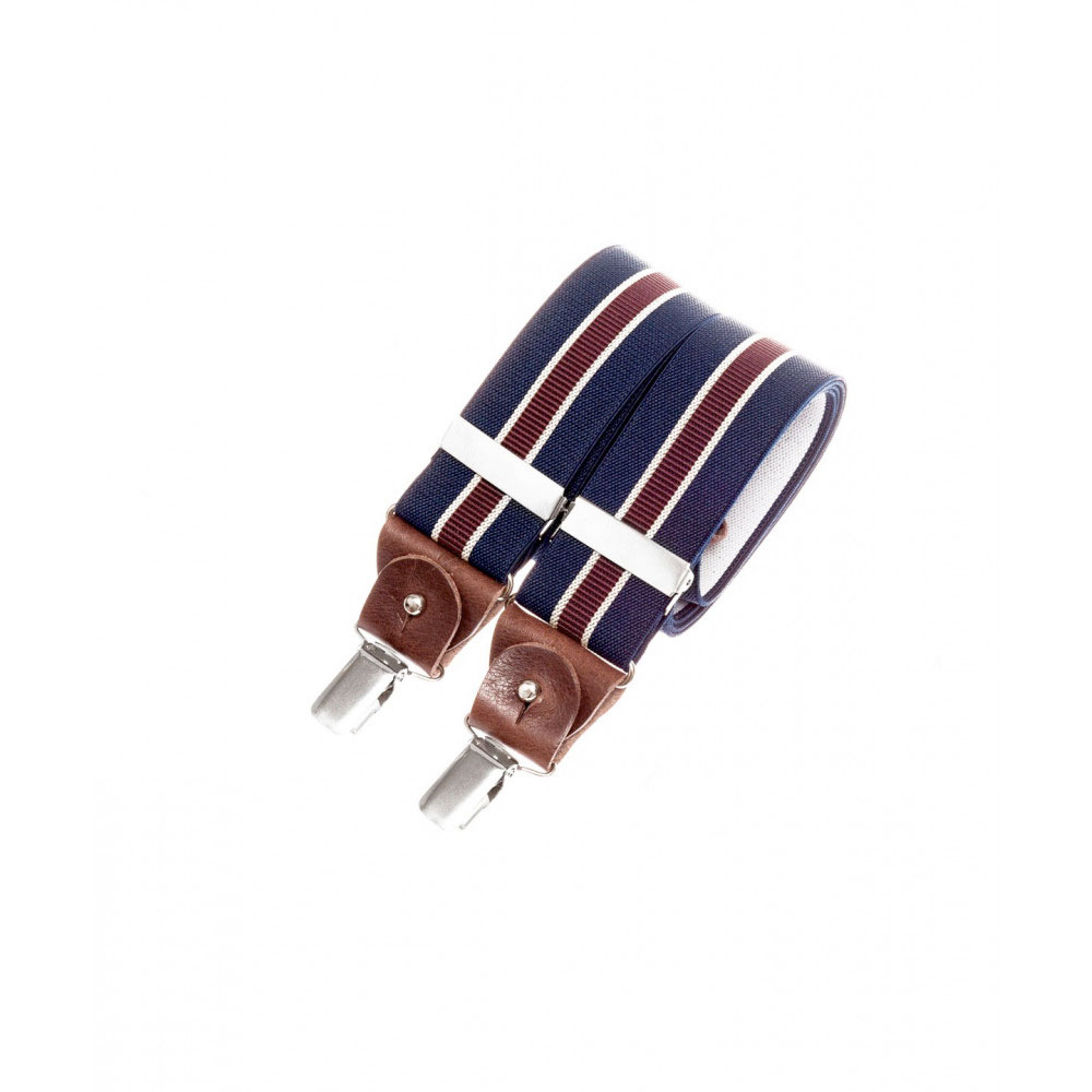 Bretelles larges à pinces et cuir – Colonel Navy