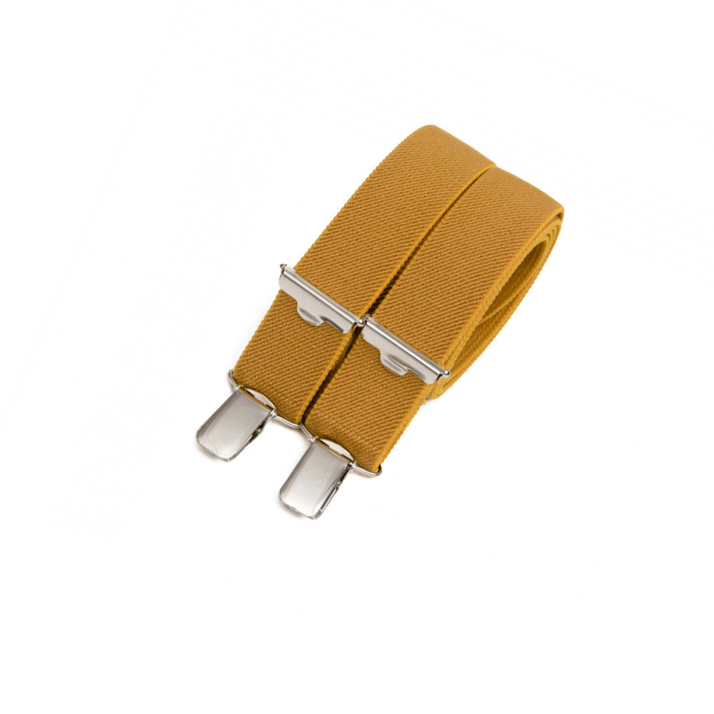 Skinny suspenders with leather details – Curry