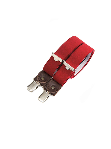 Skinny suspenders with leather details – Red