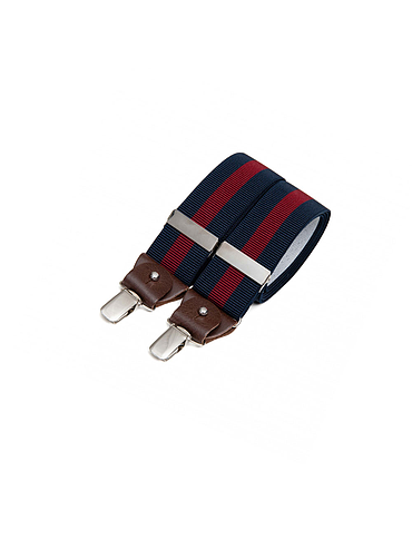 Wide clip-on Bertelles with leather details – Wine stripe on navy