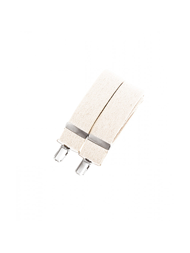 Wide clip-on suspenders with leather details – Ecru