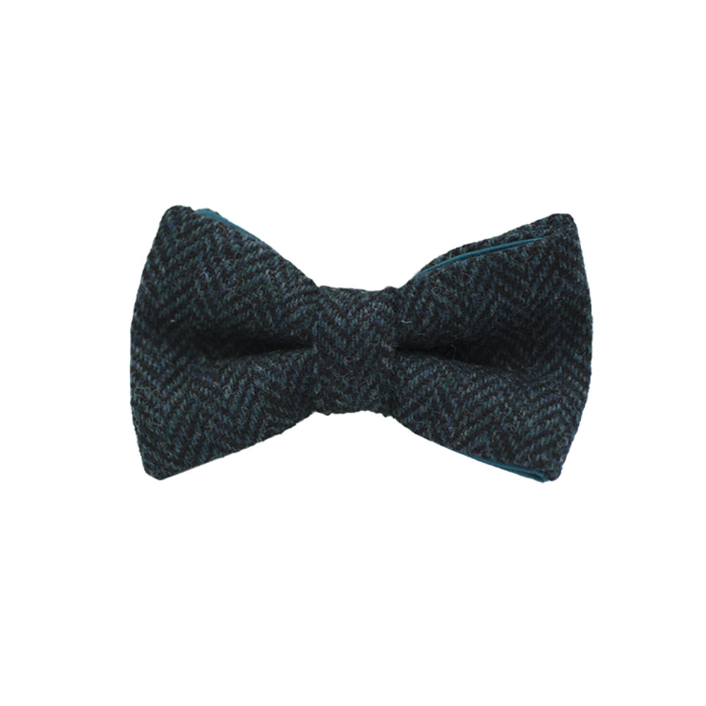 Jaggs - Nœud papillon Tweed "Dundee" - Chevron turquoise