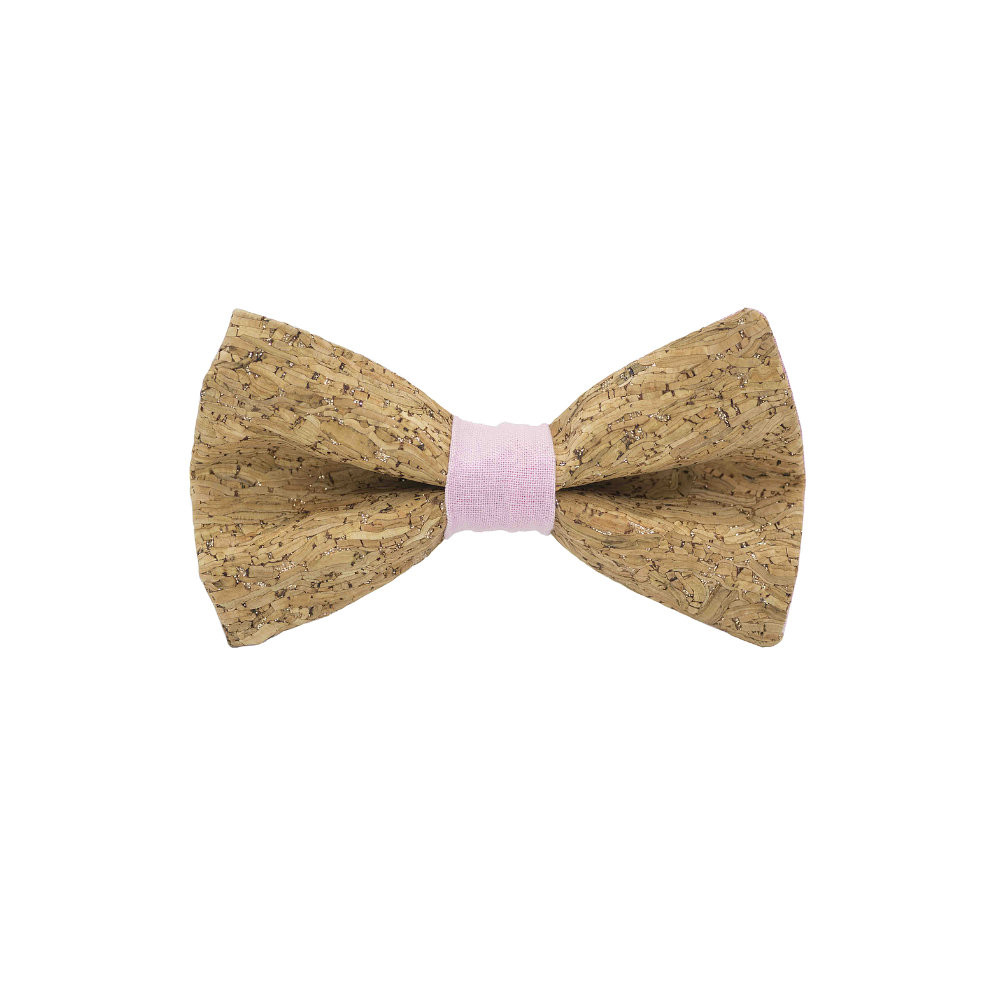 Jaggs - Cork bow tie "Merlot" - Light Pink Ring