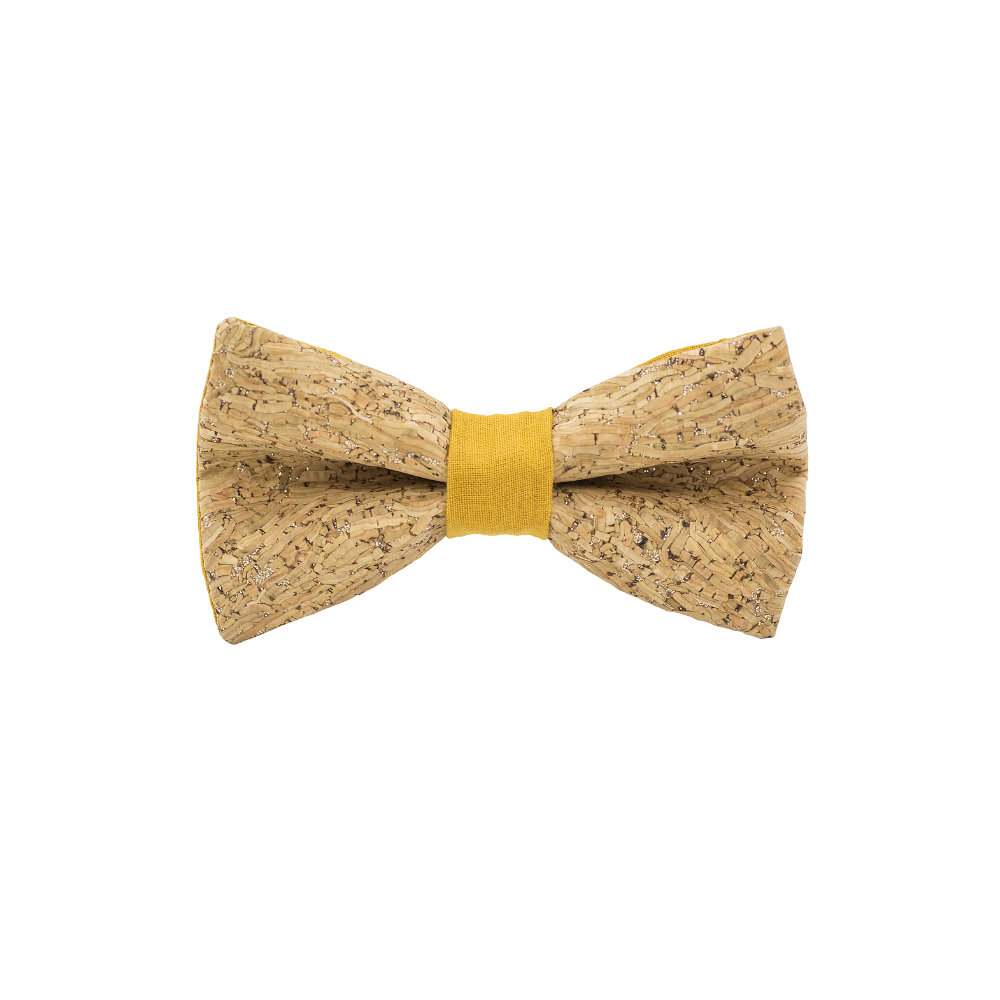 Jaggs - Cork bow tie "Merlot" - Yellow Mustard Ring