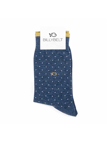 BillyBelt - Chaussettes en coton peigné Square - Bleu Chiné