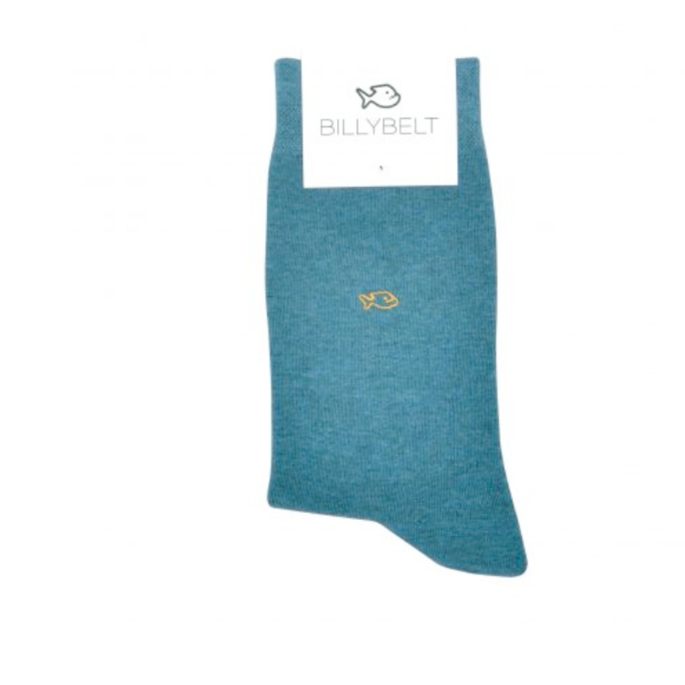 BillyBelt - Plain Cotton Socks - Oil Blue