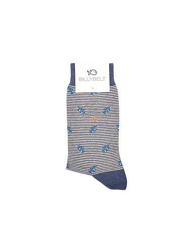 BillyBelt - Chaussettes coton unie - Feuilles bleues