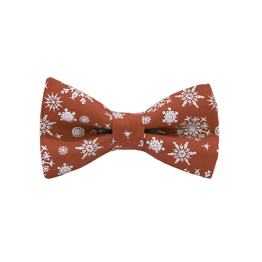 Jaggs - Bow tie "Christmas Snow" - silver snowflakes on red background