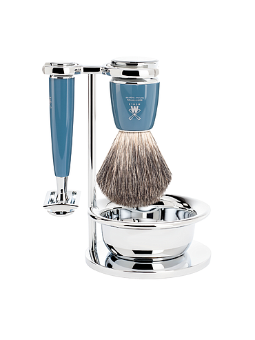 Muehle - Rytmo - Set de rasage 3 pièces - Résine bleue