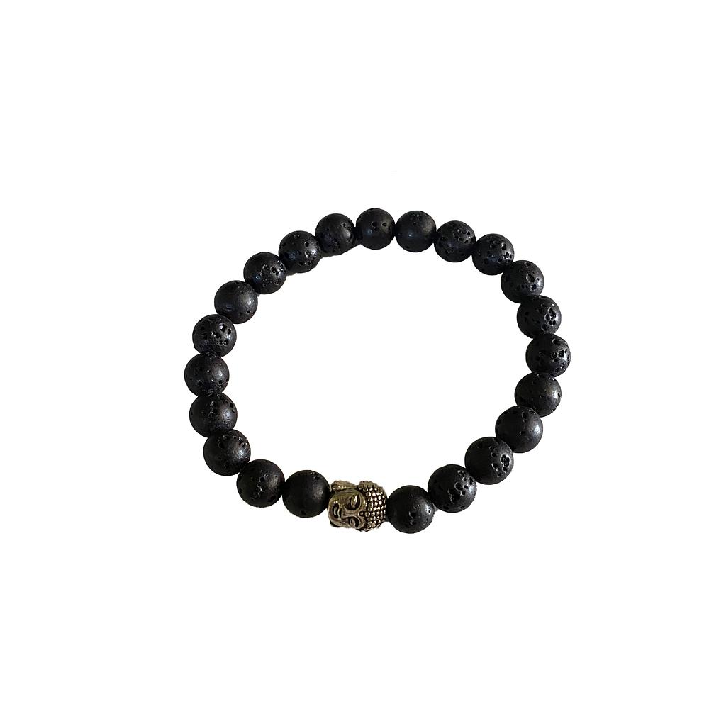 Abel - Bracelet with lava stones and silver Buda head
