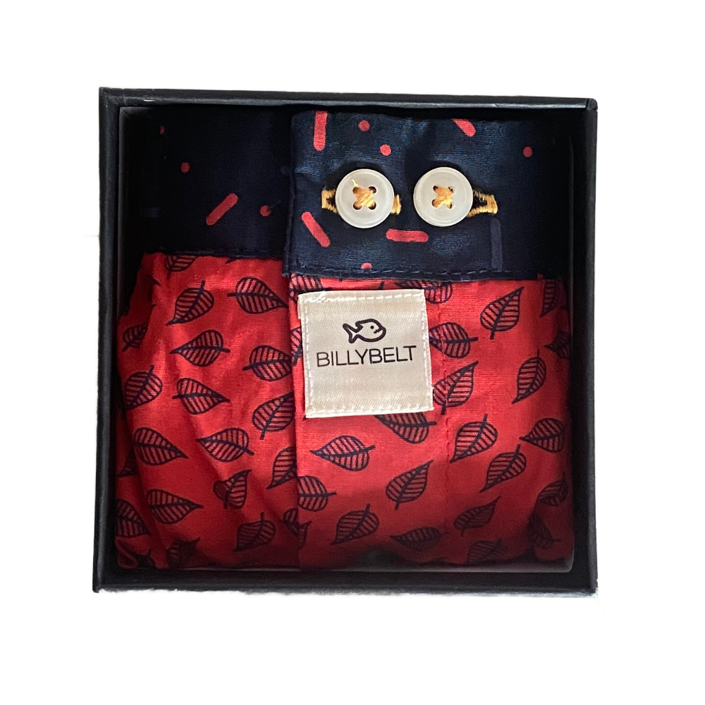 BillyBelt - Caleçon en coton bio - Red Jungle - Taille L
