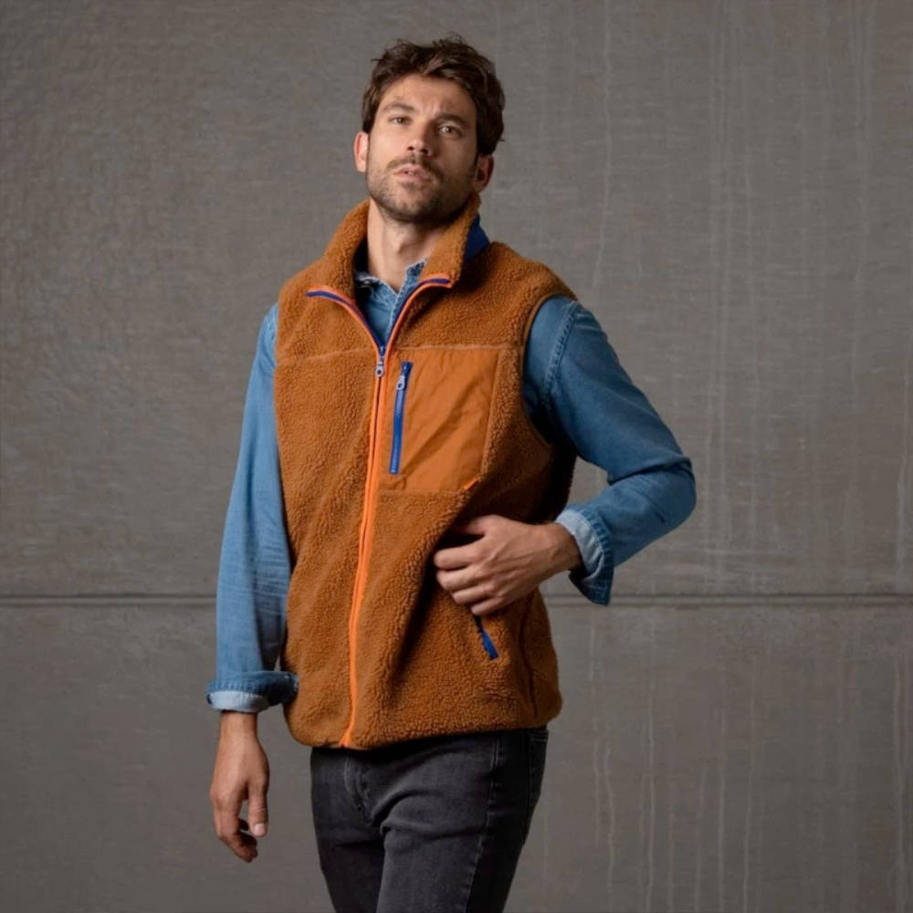 BillyBelt - Sleeveless Sherpa Jacket - Camel - L