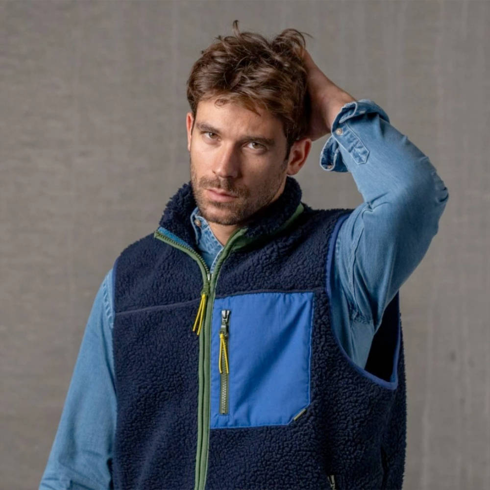 BillyBelt - Veste Sherpa sans manches - Marine - 2XL