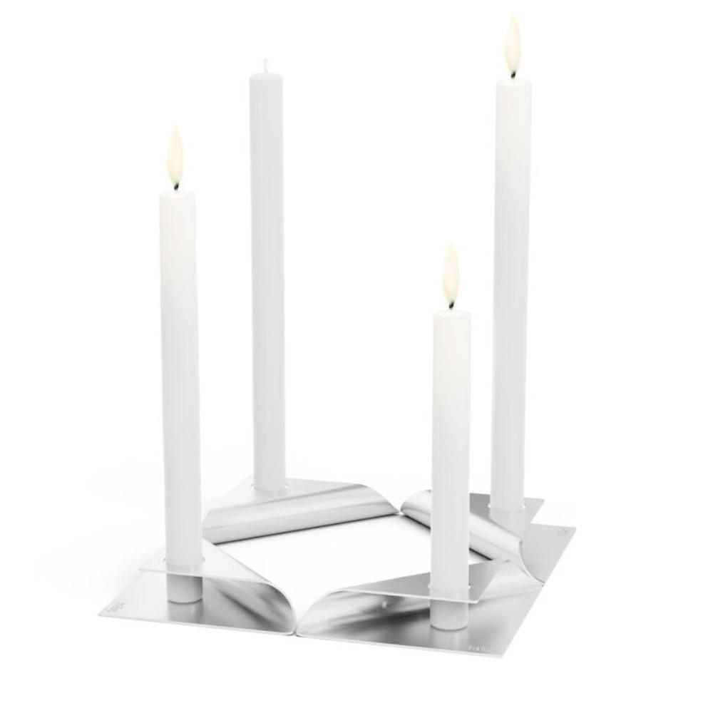 Hofats - SQUARE CANDLE silver (4 pieces)