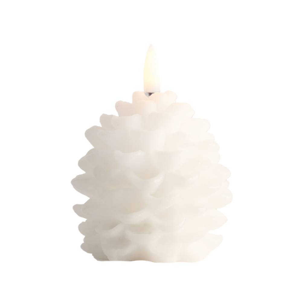 Uyuni - LED candle Pine cone - Nordic white